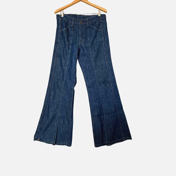 VTG Levis 70s Flare Jeans Mens 32x32 Blue Denim Festival Boho Bell Bottoms 1976 - Picture 1 of 10